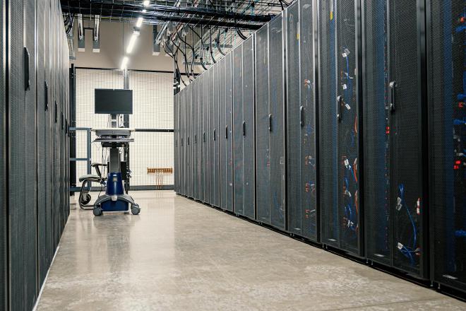 A stock photo of a server room